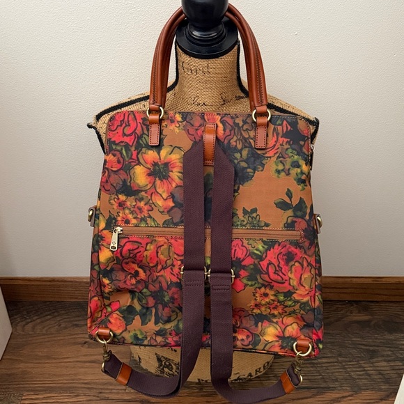 Patricia Nash Coated Canvas Trapani Convertible Backpack Summer Draw - Picture 2 of 4